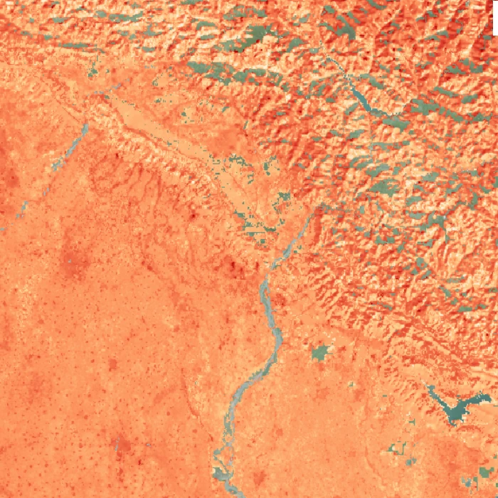 LE_TSEB-PT_20251111_India Latent heat flux by TSEB-PT model for 11 November 2025 over northern India