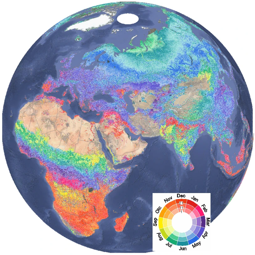 Start Of Season Date 2024 of Land Surface Phenology products V2